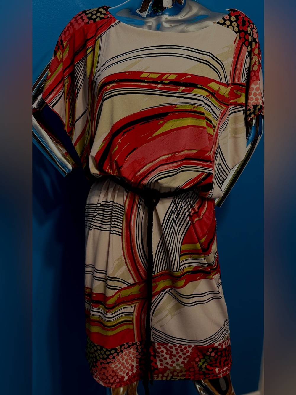 Signature by Sangria Multi-Color Abstract Art MIDI Dress M
